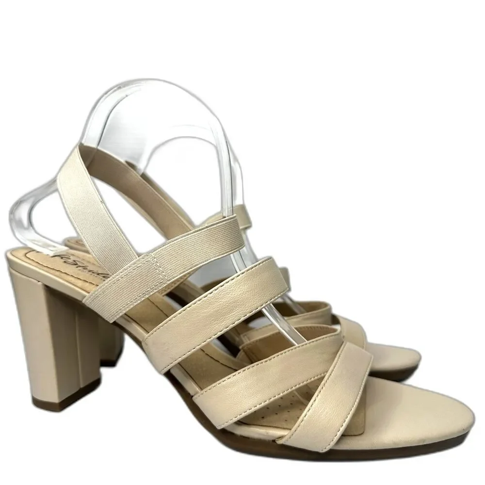 LifeStride Block Heel Sandals 13 Strappy Comfort Dressy Wedding Cream Artist